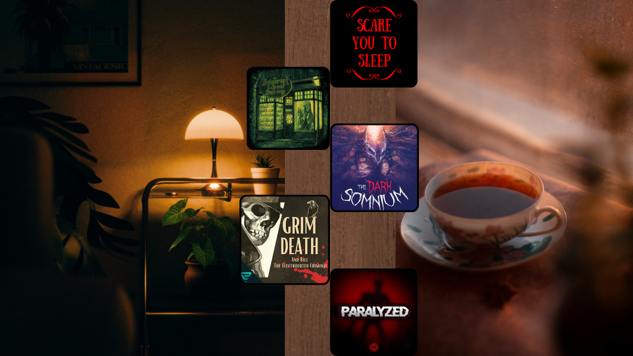 lamp mug thumbnails for podcasts scare you to sleep antiquarium dark somnium paralyzed grim death
