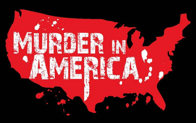 True crime podcast image of Murder in America podcast as example.